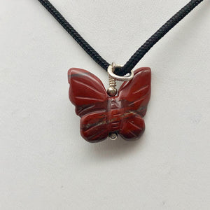 Flutter Carved Brecciated Jasper Butterfly and Sterling Silver Pendant 509256BJS - PremiumBead Alternate Image 6