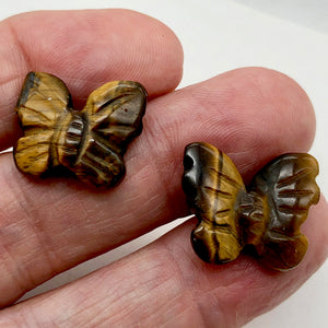 Flutter Hand Carved Tigereye Butterfly Beads | 21x18x5mm | Golden Brown - PremiumBead Alternate Image 2