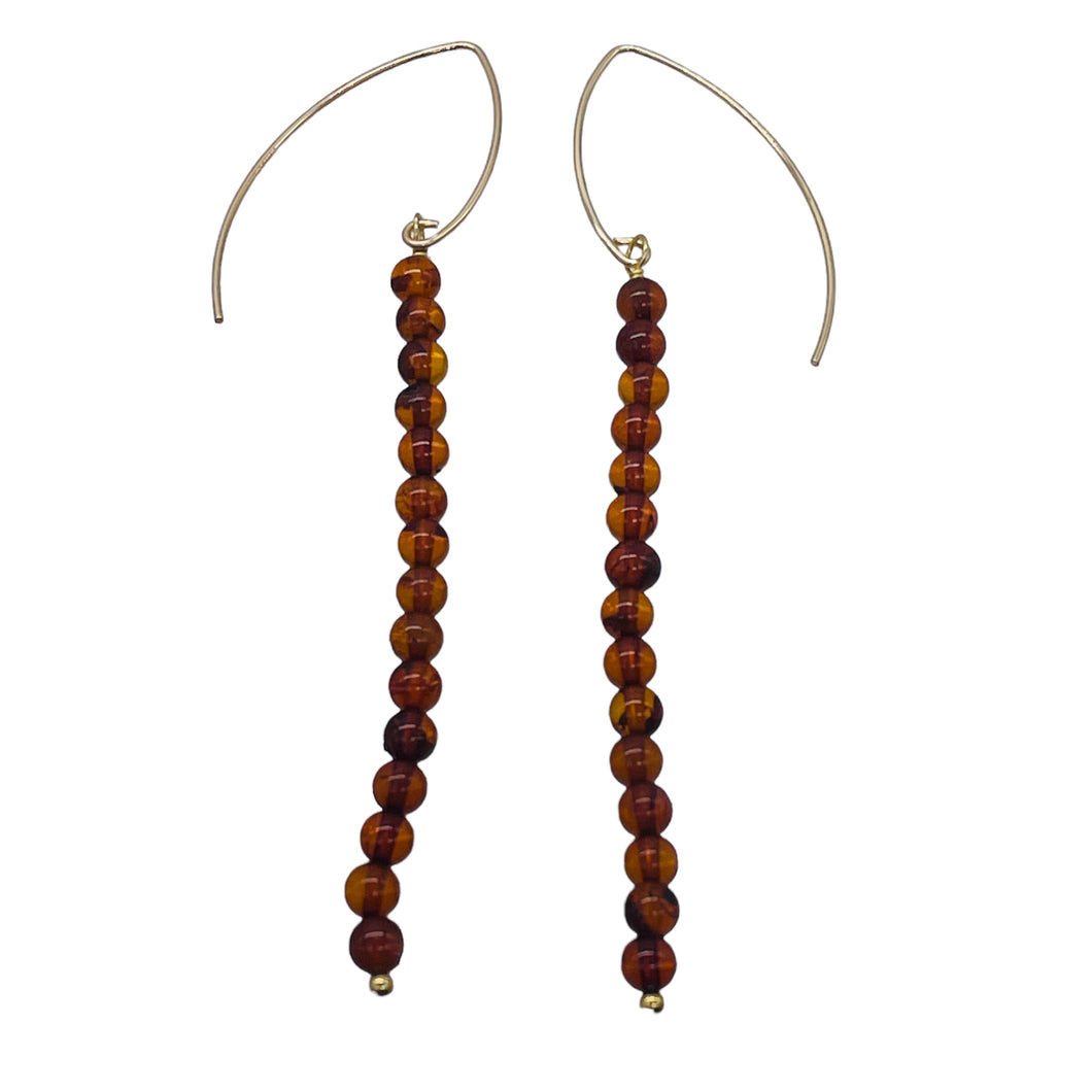 Amber 5 Beads 14K Gold Filled Drop/Dangle Earrings | 1 3/4