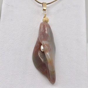 Lily! Fancy Jasper Carved Flower 14Kgf Pendant | 2" Long | Purple | Flower | - PremiumBead Alternate Image 5