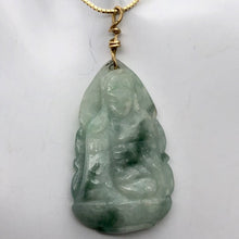Load image into Gallery viewer, Precious Stone Jewelry Carved Quan Yin Pendant in Green White Jade and Gold - PremiumBead Alternate Image 4
