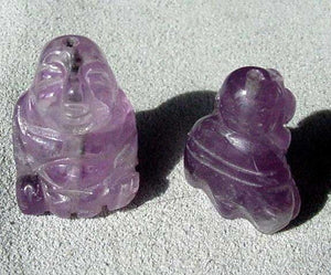 Intricately Hand Carved Amethyst Buddha Beads | 20x16x10-19x15x9mm | Purple