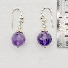 Load image into Gallery viewer, Faceted 10mm Amethyst and Sterling Earrings 309385
