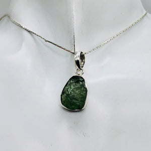 Moldavite Sterling Silver Pendant| 1 1/8" Long | Green | 1 Pendant |
