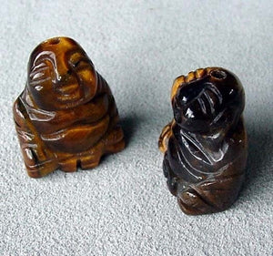 Namaste 2 Hand Carved Tiger's Eye Buddha Beads | 18.5x16x9.5mm | Golden Brown - PremiumBead Primary Image 1