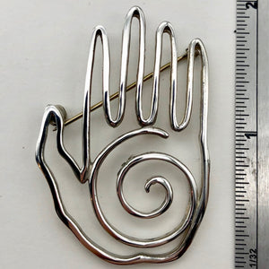Fancy! One 8 Gram Sterling Silver Hand Lapel Pin Brooch | 1 1/4 x 2 3/4 inch |