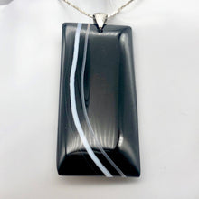 Load image into Gallery viewer, Sardonyx Agate &amp; Sterling Silver Pendant | 65x30x5mm | Black | Rectangle | - PremiumBead Alternate Image 3
