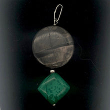 Load image into Gallery viewer, Hypersthene Bloodstone Pendant |1 7/8 inch long | Silver-black Green | Oval |

