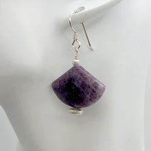 Load image into Gallery viewer, Natural Lepidolite Sterling Silver Earrings | 1 3/4&quot; Long | Purple | Fan cut | - PremiumBead Alternate Image 3

