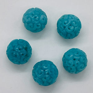 Amazonite AAA Intricately Carved Round Bead | 17mm | Blue | 1 Bead |