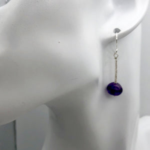 Amethyst Roundel Bead Sterling Silver Drop/Dangle Earrings| 2.5" Long | Purple |