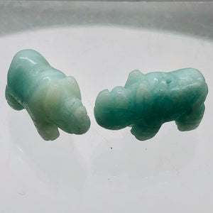 Amazonite Hand Carved Blue Rhinoceros Figurine | 21x13x8mm | Blue