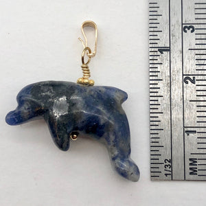 Semi Precious Stone Jewelry Jumping Pendant Necklace in Blue Sodalite and Gold - PremiumBead Alternate Image 6