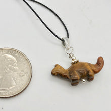 Load image into Gallery viewer, Tigereye Diplodocus Dinosaur with Sterling Silver Pendant 509259TES | 25x11.5x7.5mm (Diplodocus), 5.5mm (Bail Opening), 7/8&quot; (Long) | Golden - PremiumBead Alternate Image 2

