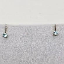 Load image into Gallery viewer, March Birthstone 3mm Created Aquamarine Sterling Silver Earrings - PremiumBead Alternate Image 3
