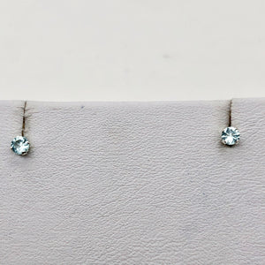 March Birthstone 3mm Created Aquamarine Sterling Silver Earrings - PremiumBead Alternate Image 3