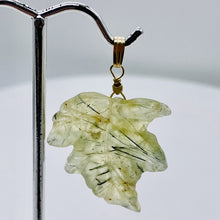 Load image into Gallery viewer, 14K Gold Filled Carved Prehnite Leaf Pendant | 2&quot; Long | Green | 1 Pendant |
