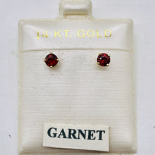 Load image into Gallery viewer, Garnet 14K Gold Faceted Round Post Earrings | 4mm | Red | 1 Pair |
