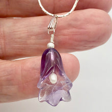 Load image into Gallery viewer, Lily! Natural Carved Amethyst Flower Sterling Silver Pendant |1 9/16 x 5/16&quot; | - PremiumBead Alternate Image 3
