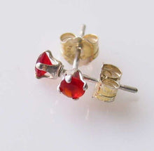 Load image into Gallery viewer, January! 3mm Created Garnet &amp; Silver Earrings 10146A - PremiumBead Primary Image 1
