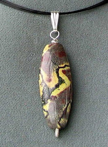 Gorgeous! Yellow W/Black and Rust Matrix Turquoise Silver Pendant! 006520E - PremiumBead Alternate Image 3