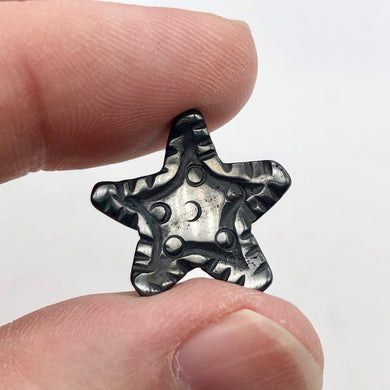 Hand Carved Hematite Starfish Pendant Beads | 20.5x20.5x7mm | Graphite - PremiumBead Primary Image 1