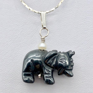Wild Hematite Elephant Sterling Silver Pendant | 21x16x8mm| Black | 1 5/8" long| - PremiumBead Alternate Image 2