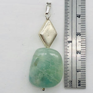 Aquamarine and Sterling Silver Drop Pendant | 1 3/4" Long | Aqua | 1 Pendant