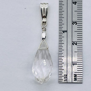 Quartz Sterling Silver Facetted Briolette | 1 1/2" Long | Clear | 1 Pendant |