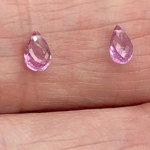 Pair Precious Pink Sapphire Briolette Beads | .90cts | 2 Beads |