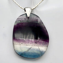 Load image into Gallery viewer, Fluorite Freeform Sterling Silver Pendant Dramatic| 1 3/4&quot; | Purple/Teal |Oval | - PremiumBead Alternate Image 2
