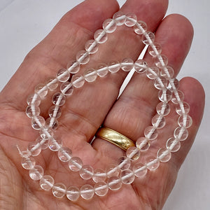 Quartz Crystal Polished Round Beads | 6mm | Clear | 65 Bead 16" Strand |