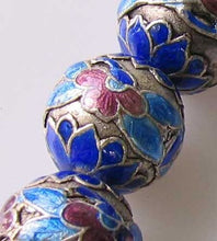 Load image into Gallery viewer, 1 Silver Cloisonne Flowers 15mm Round Bead 10592 - PremiumBead Primary Image 1
