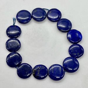 Exquisite Natural Lapis 16mm Coin Bead 8 inch Strand 9345HS