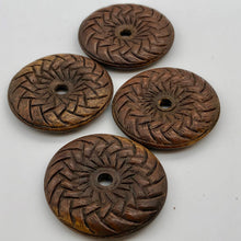 Load image into Gallery viewer, Intricately Carved Teak 41mm Disc Ojime/Netsuke Bead - PremiumBead Alternate Image 3
