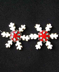 2 Red Cloisonne Snowflake Centerpiece 30x27x4mm Beads 8638E - PremiumBead Primary Image 1