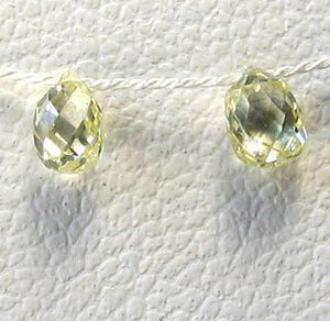 Natural .39cts Canary Diamond 3.5x2.75mm Briolette Beads Pair 6118 - PremiumBead Primary Image 1
