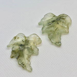 Hand Carved 2 Green Prehnite Leaf Brio Beads 10532H - PremiumBead Primary Image 1