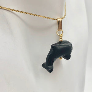 Happy Obsidian Orca Whale 14K Gold Filled 1.06" Long Pendant 509301ORG - PremiumBead Alternate Image 5