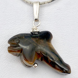 Tiger Eye Dolphin Pendant Necklace | Semi Precious Stone Jewelry | Silver | - PremiumBead Alternate Image 5