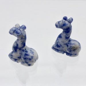 Graceful 2 Carved Sodalite Giraffe Beads | 21x16x9mm | Blue/White - PremiumBead Alternate Image 8