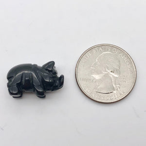 Carved Obsidian Pig Semi Precious Gemstone Bead Figurine! - PremiumBead Alternate Image 2