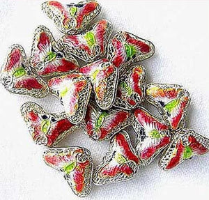 Lime & Cherry Cloisonne 16x10mm Butterfly Pendant Beads 8635B - PremiumBead Alternate Image 2