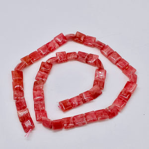 Natural Rhodochrosite 8mm Square Bead (25 Beads) 8 inch Strand