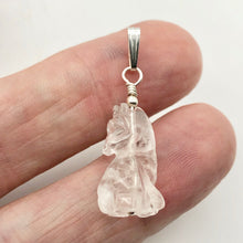 Load image into Gallery viewer, New Moon! Clear Quartz Wolf 925 Sterling Silver Pendant - PremiumBead Alternate Image 3

