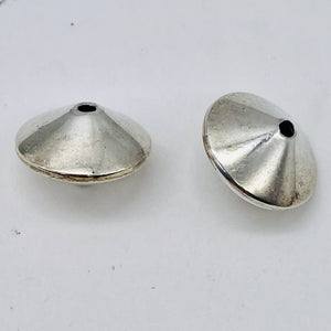 2 Handmade 14mm Solid Sterling Silver Knife Roundel Beads - 3.9G 3301