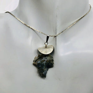 Jasper Sterling Silver Leaf | 2 1/2" Long | Gray/Black | 1 Pendant