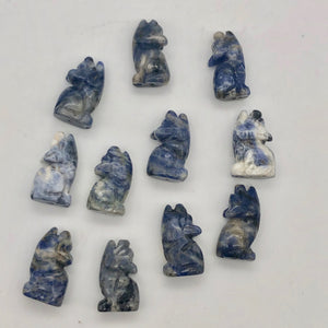 Howling New Moon 2 Carved Sodalite Wolf / Coyote Beads | 21x11x8mm | Blue white - PremiumBead Alternate Image 2