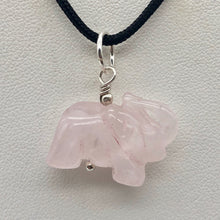 Load image into Gallery viewer, Trumpeting Rose Quartz Elephant &amp; Solid Sterling Silver Pendant 508570S - PremiumBead Alternate Image 2
