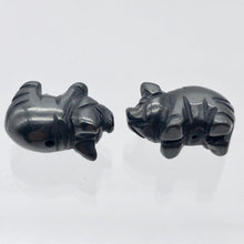 Load image into Gallery viewer, Oink 2 Carved Hematite Pig Beads | 21x13x9.5mm | Silvery Grey - PremiumBead Alternate Image 9
